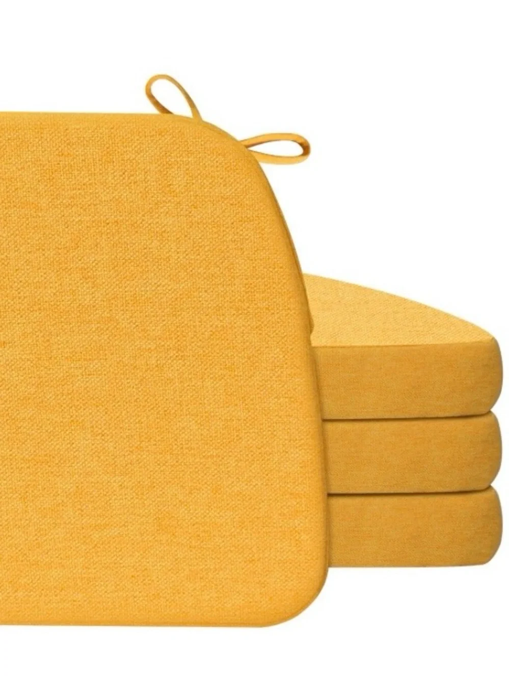 Dining Chair Pads with Ties D-Shape (4-Pack) - GOLDEN YELLOW